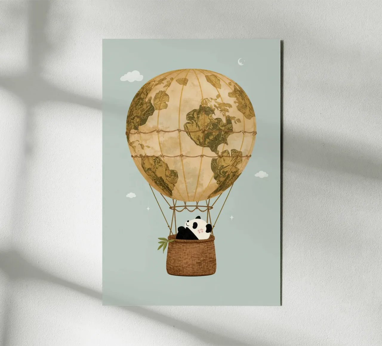 Panda carino in mongolfiera Globe alluminio dibond da DesignDoodle