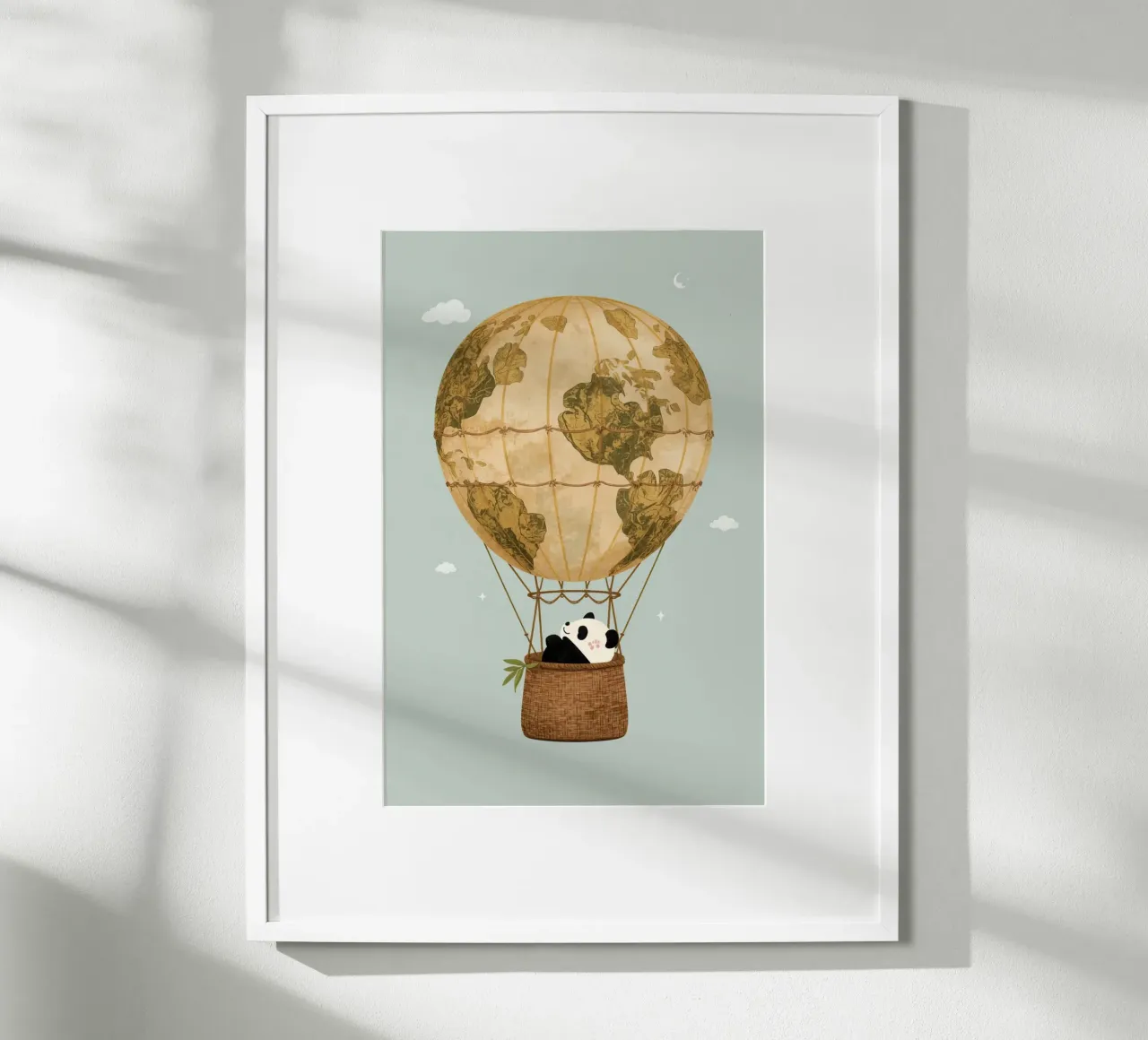 Panda carino in mongolfiera Globe carta hahnemühle da DesignDoodle