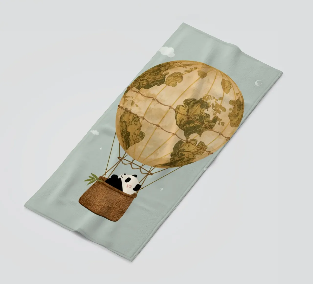 Panda carino in mongolfiera Globe telo mare da DesignDoodle