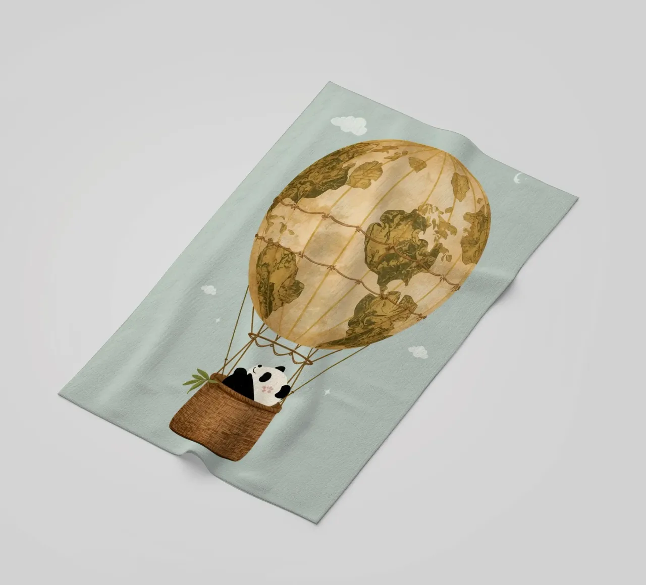 Panda carino in mongolfiera Globe telo mare da DesignDoodle
