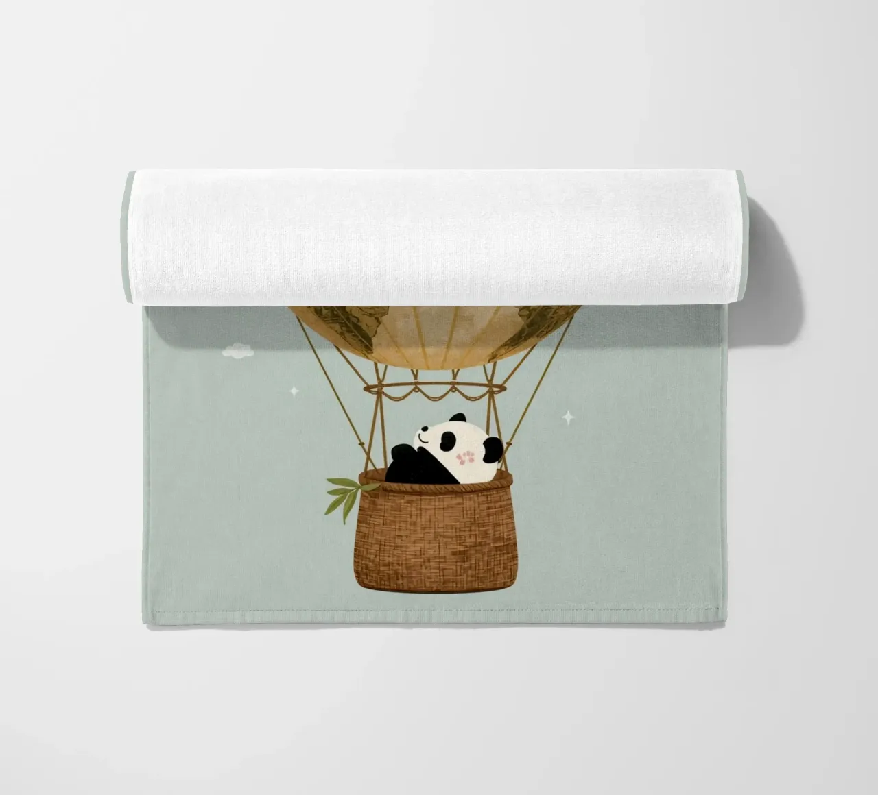 Panda carino in mongolfiera Globe telo mare da DesignDoodle
