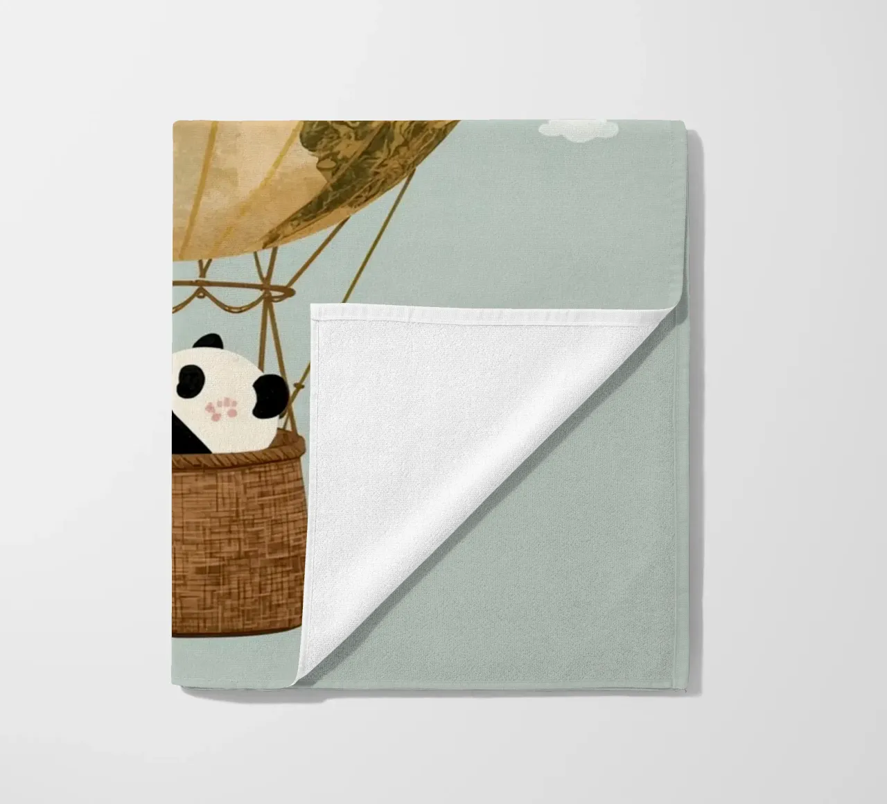 Panda carino in mongolfiera Globe telo mare da DesignDoodle