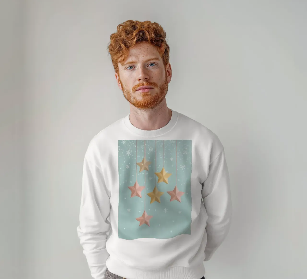 Simpatici ornamenti a forma di stella pastello con fiocchi di neve felpa da DesignDoodle