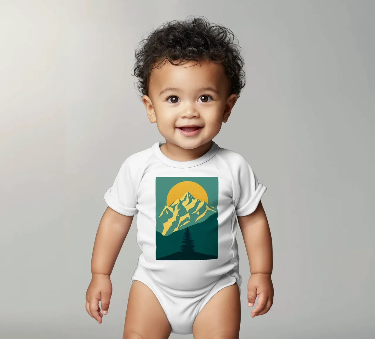 Vertice radioso: Un'alba geometrica body neonato maniche corte da Artistic-shop