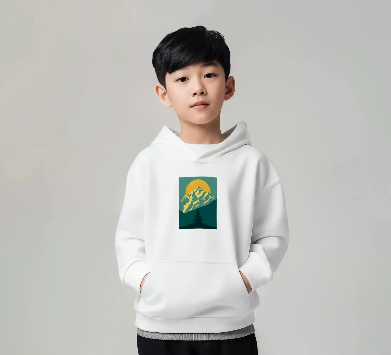 Vertice radioso: Un'alba geometrica felpa bambino con cappuccio da Artistic-shop