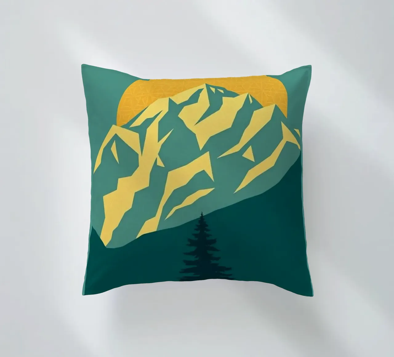 Vertice radioso: Un'alba geometrica cuscino da Artistic-shop