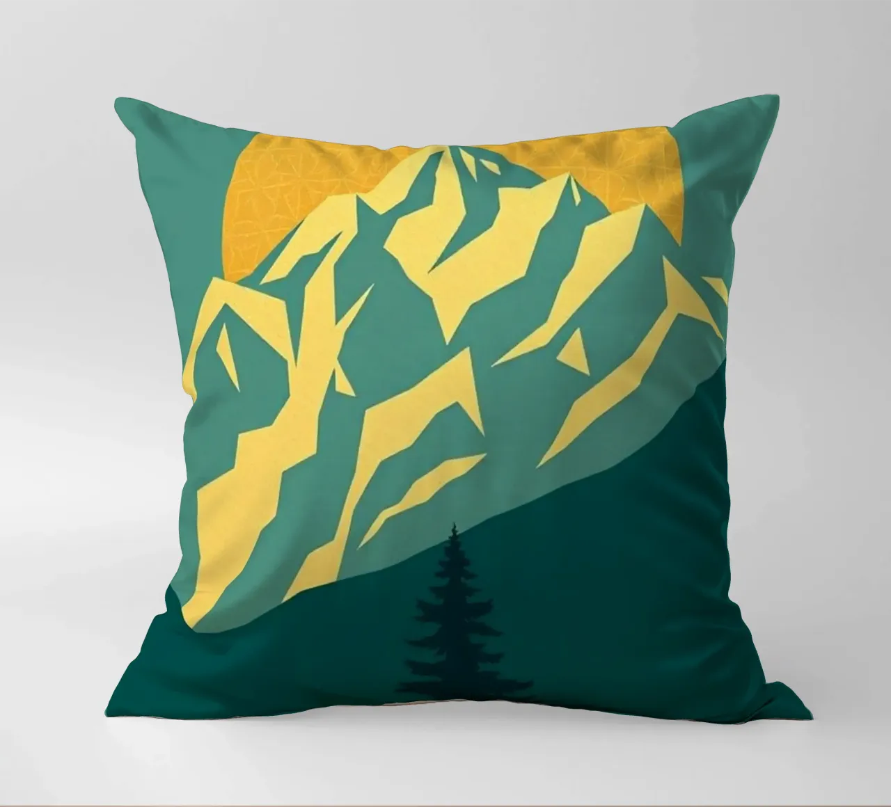 Vertice radioso: Un'alba geometrica cuscino da Artistic-shop