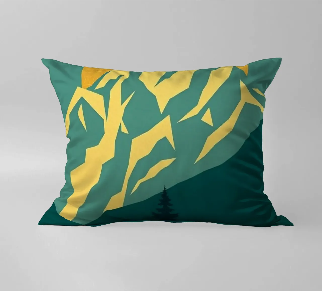 Vertice radioso: Un'alba geometrica cuscino da Artistic-shop