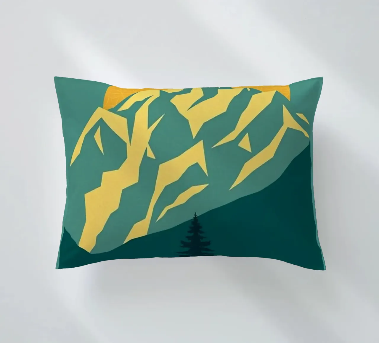 Vertice radioso: Un'alba geometrica cuscino da Artistic-shop