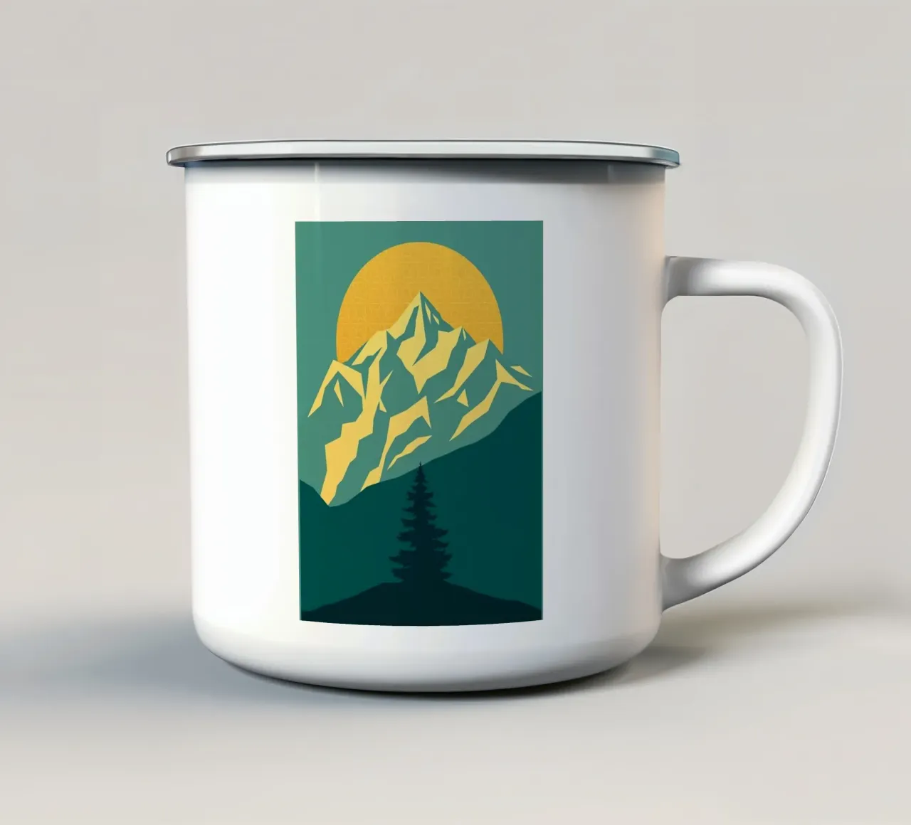 Vertice radioso: Un'alba geometrica tazza in smalto da Artistic-shop