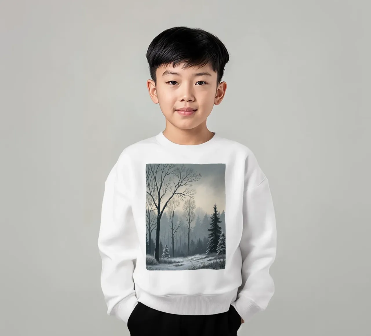 Serenità nel freddo: Un tranquillo sentiero invernale felpa bambino da Artistic-shop