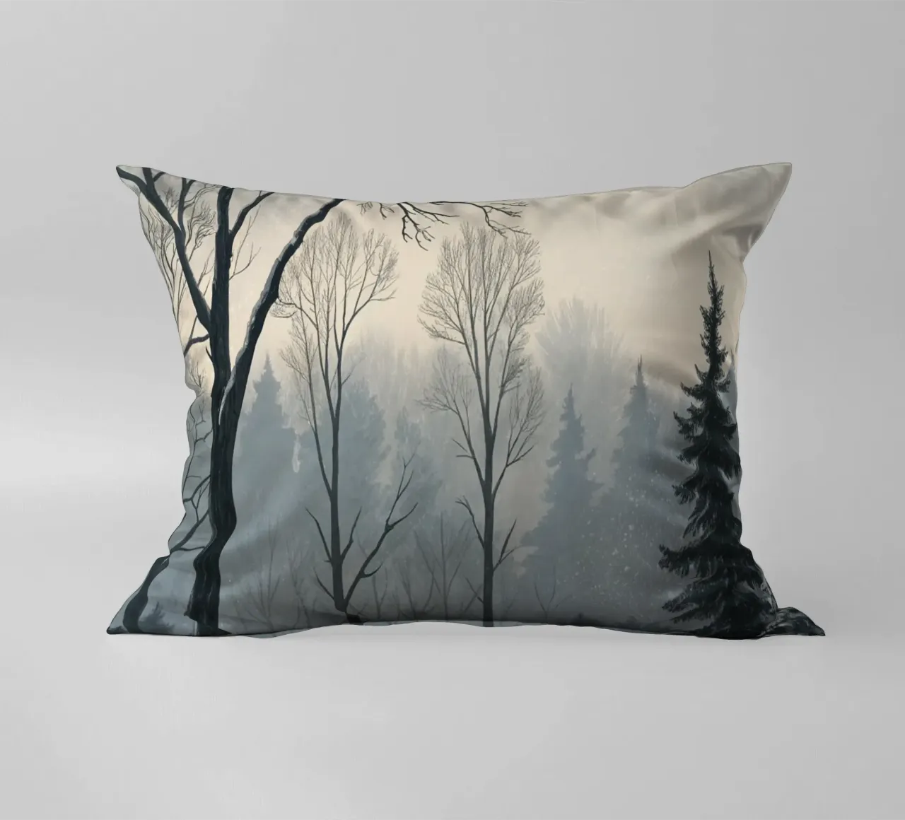 Serenità nel freddo: Un tranquillo sentiero invernale cuscino da Artistic-shop