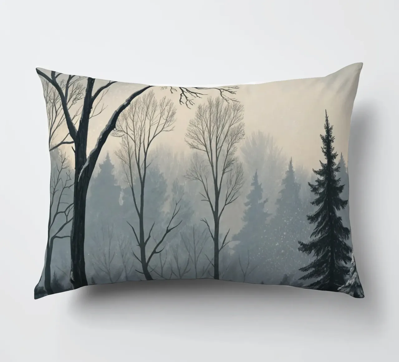 Serenità nel freddo: Un tranquillo sentiero invernale cuscino da Artistic-shop