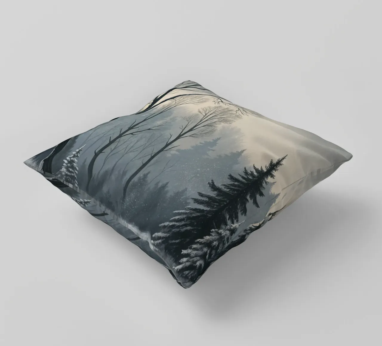Serenità nel freddo: Un tranquillo sentiero invernale cuscino da Artistic-shop