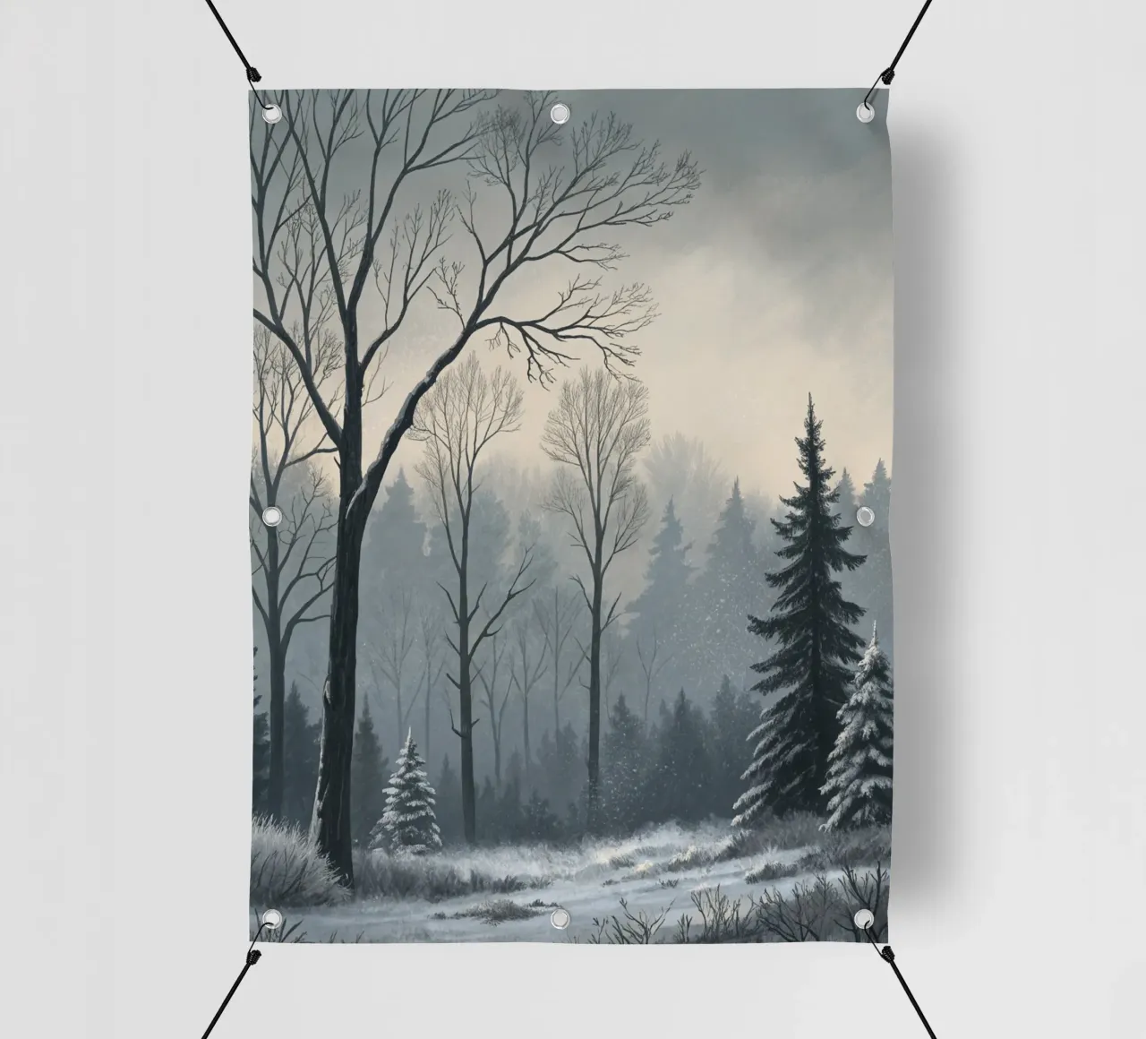 Serenità nel freddo: Un tranquillo sentiero invernale telo in pvc da Artistic-shop