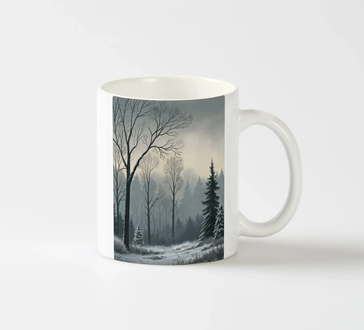 Serenità nel freddo: Un tranquillo sentiero invernale tazza in ceramica da Artistic-shop