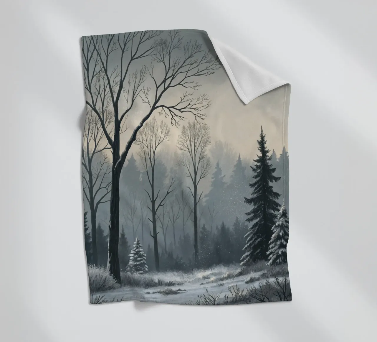 Serenità nel freddo: Un tranquillo sentiero invernale coperta in pile da Artistic-shop