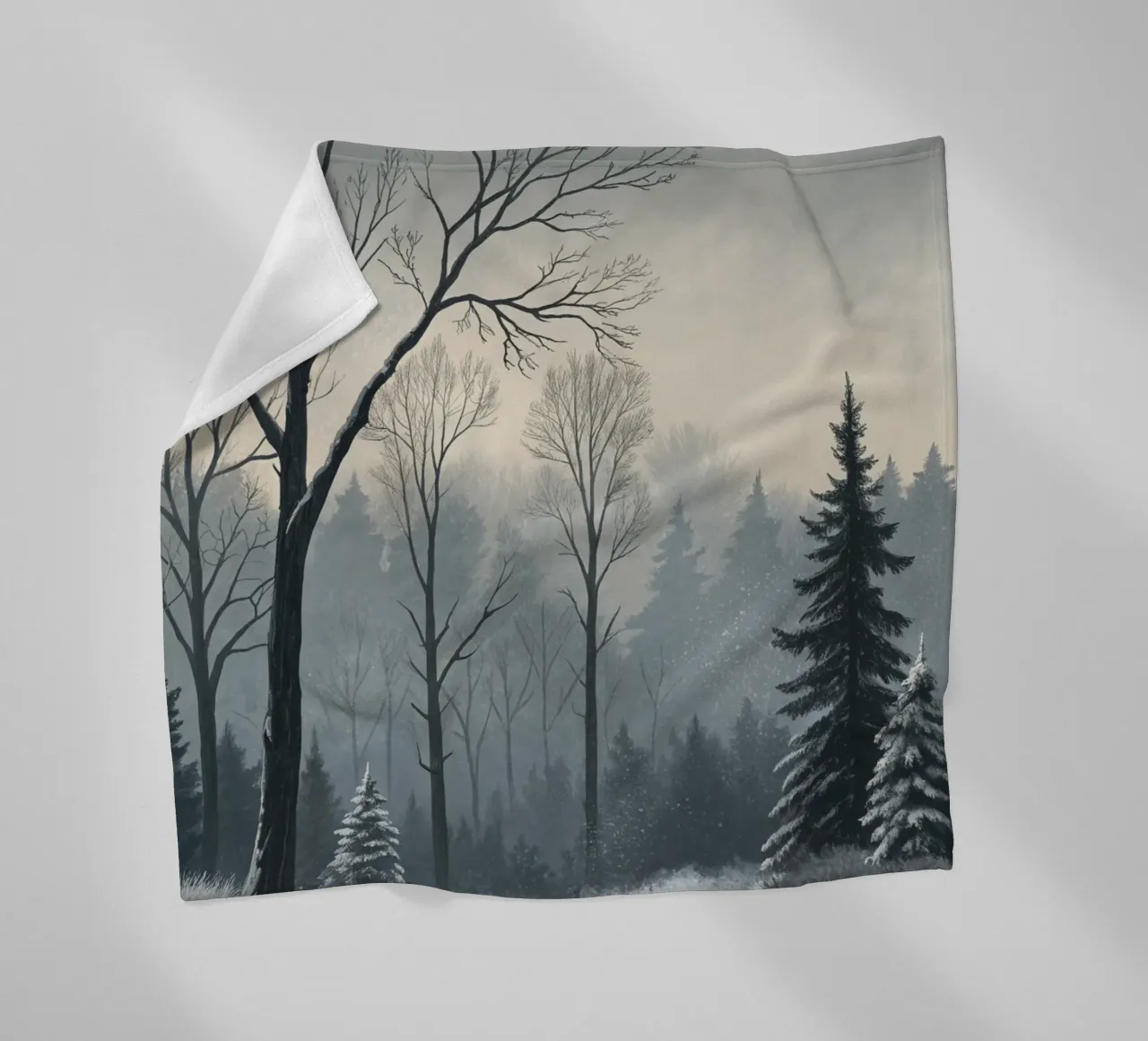 Serenità nel freddo: Un tranquillo sentiero invernale coperta in pile da Artistic-shop