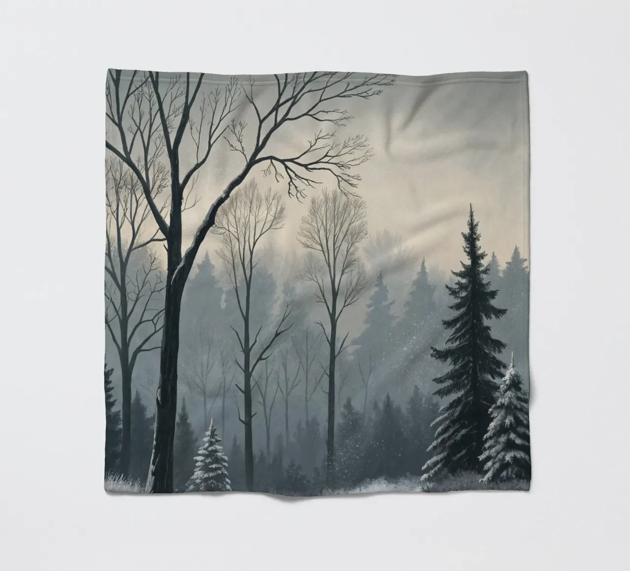 Serenità nel freddo: Un tranquillo sentiero invernale coperta in pile da Artistic-shop