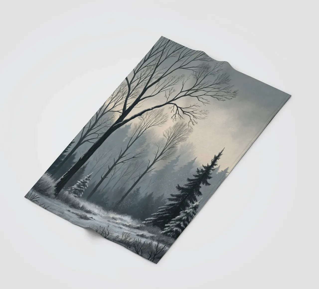Serenità nel freddo: Un tranquillo sentiero invernale coperta in pile da Artistic-shop