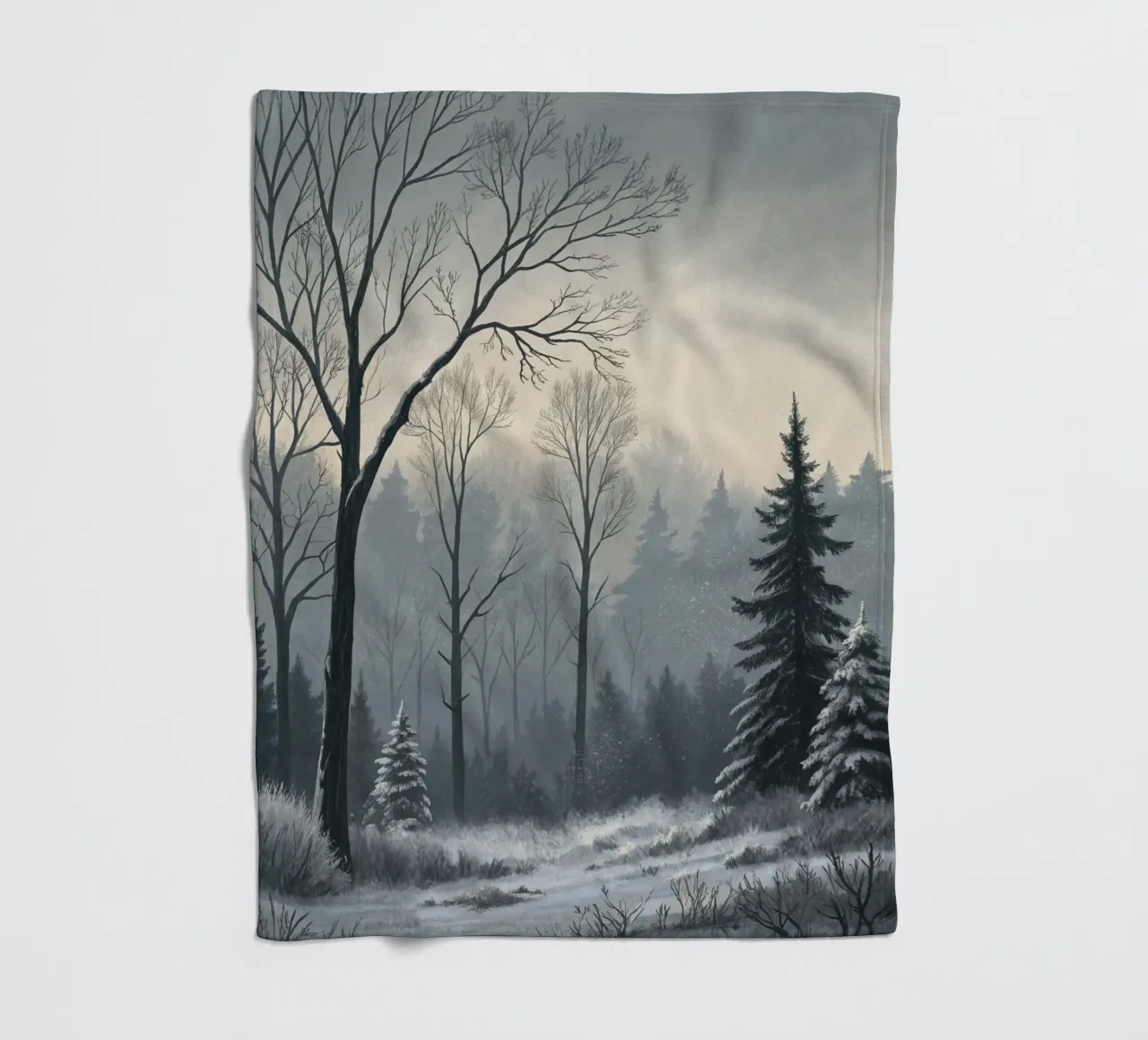 Serenità nel freddo: Un tranquillo sentiero invernale coperta in pile da Artistic-shop