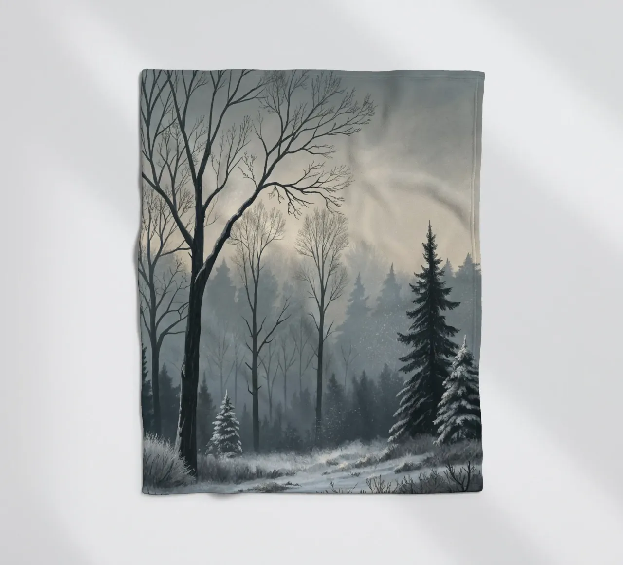 Serenità nel freddo: Un tranquillo sentiero invernale coperta in pile da Artistic-shop