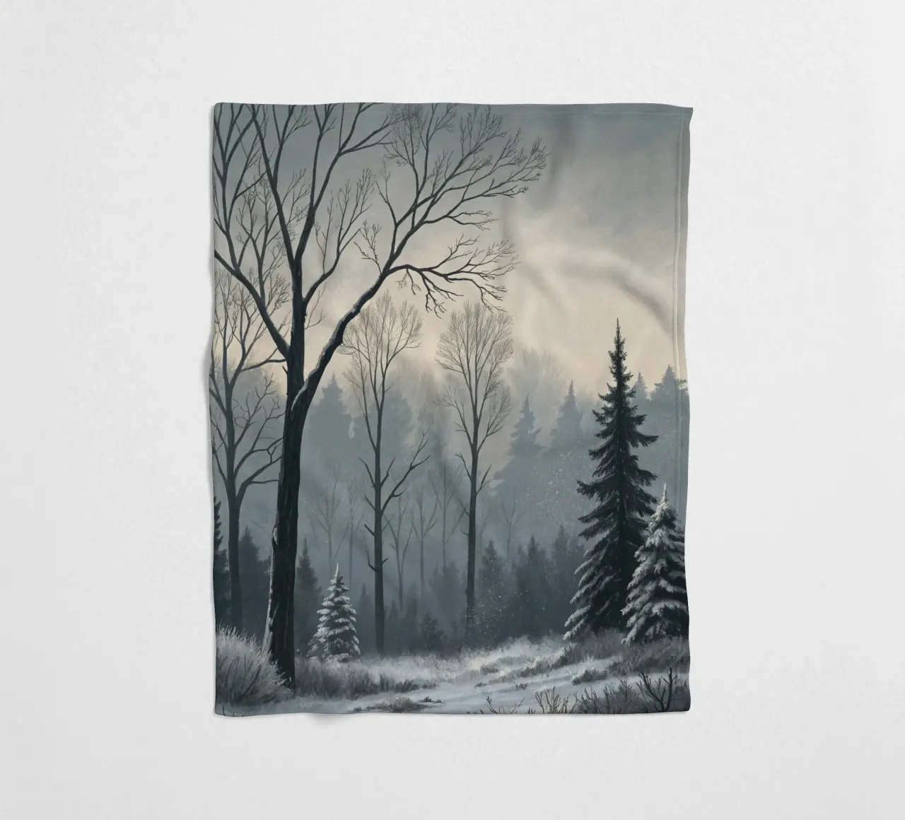 Serenità nel freddo: Un tranquillo sentiero invernale coperta in pile da Artistic-shop