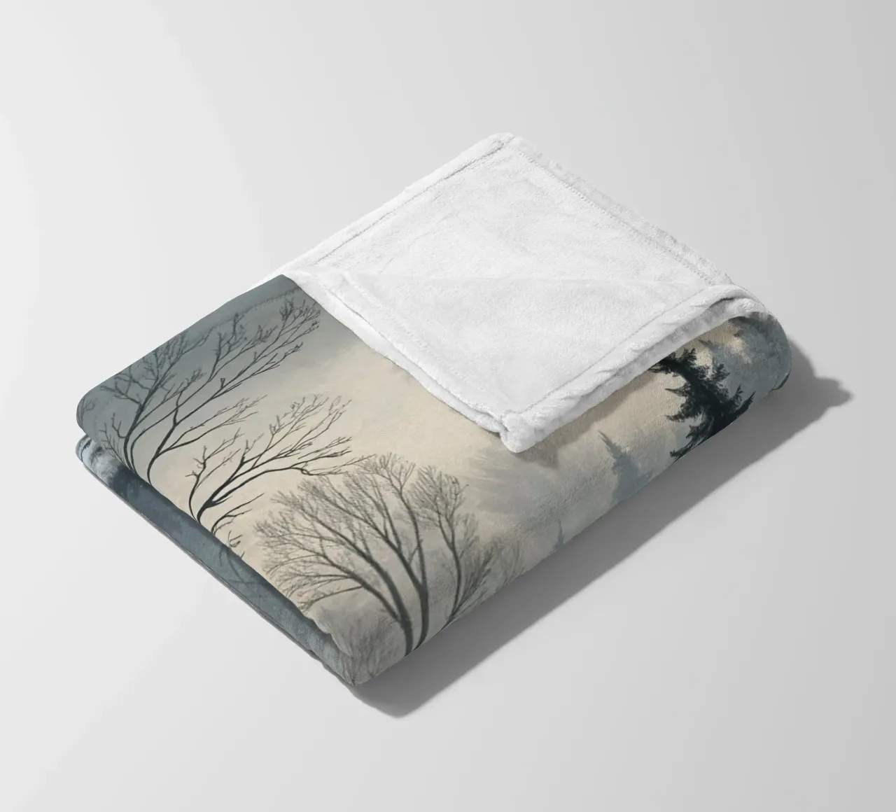 Serenità nel freddo: Un tranquillo sentiero invernale coperta in pile da Artistic-shop
