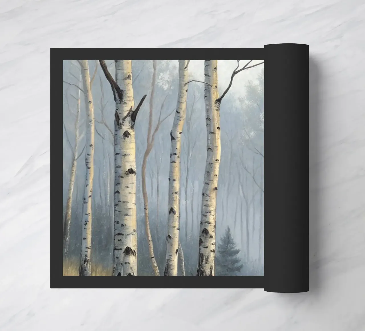 Sentiero attraverso una nebbiosa foresta di betulle e di aspri zerbino da Artistic-shop