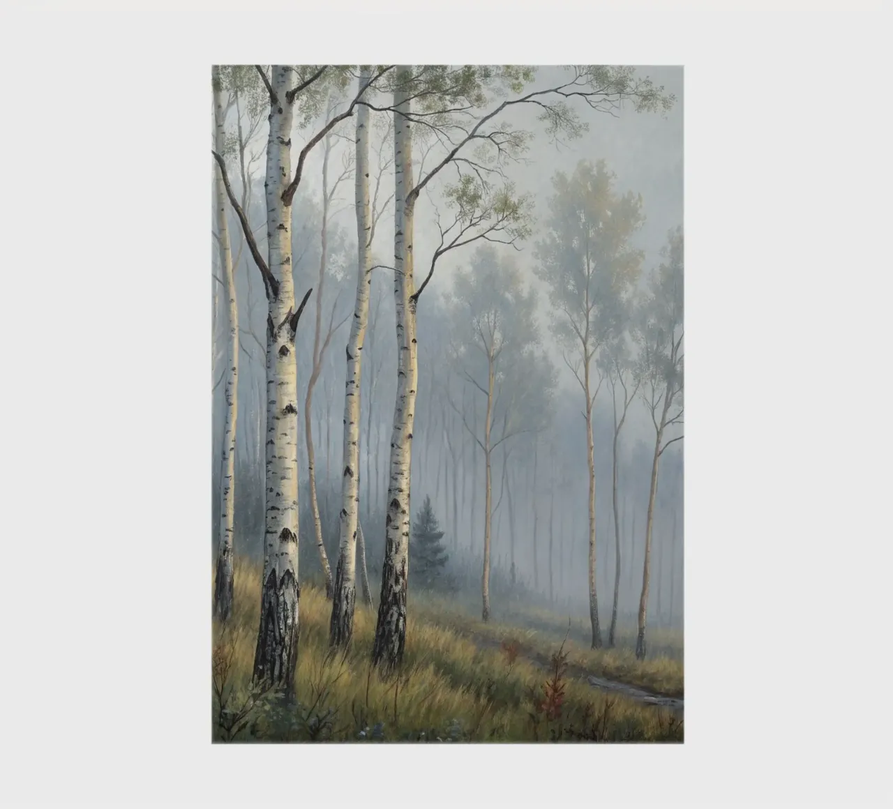 Path Through a Misty Birch and Aspen Forest notebook by Artistic-shop