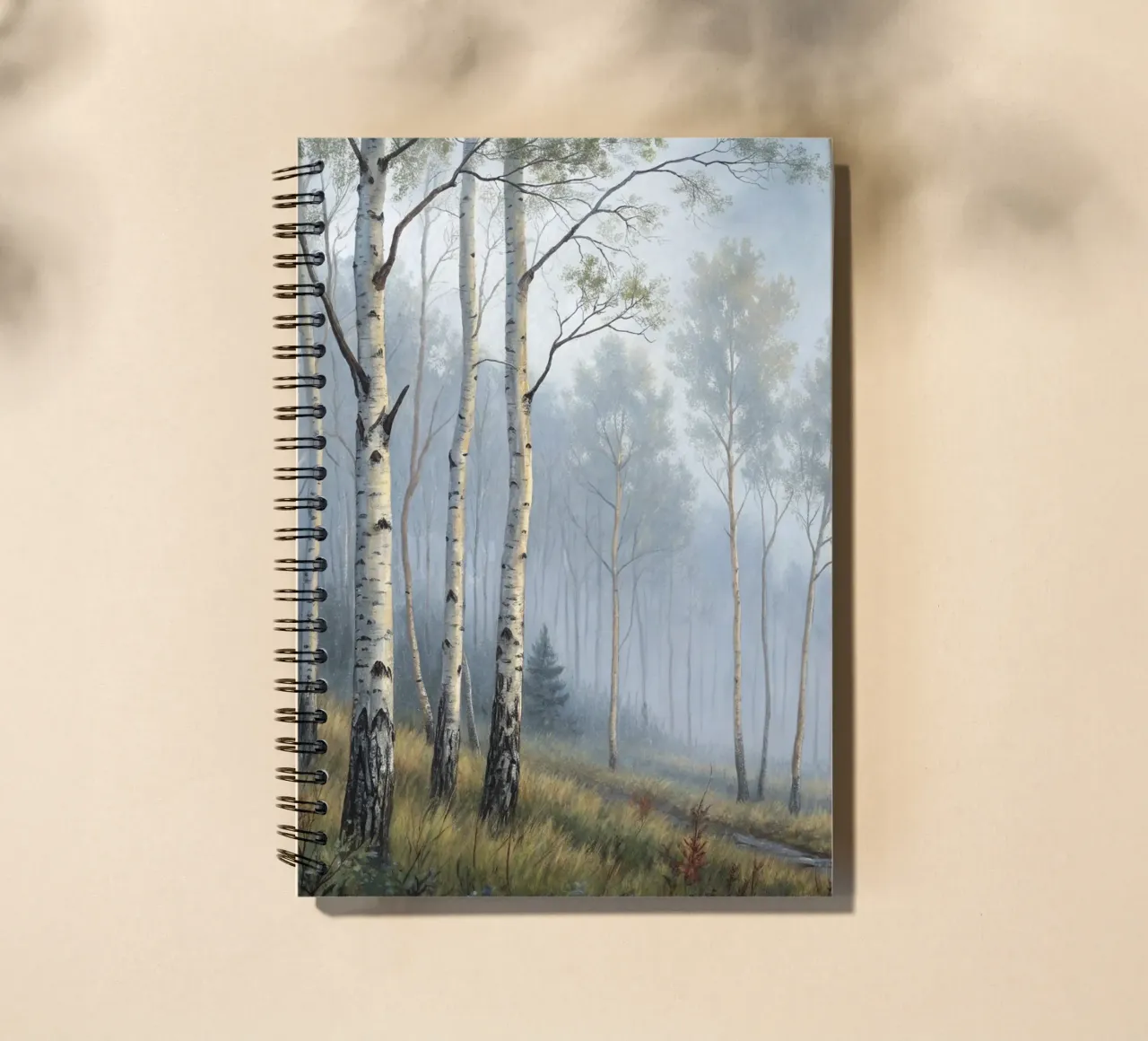 Path Through a Misty Birch and Aspen Forest spiral notebook by Artistic-shop