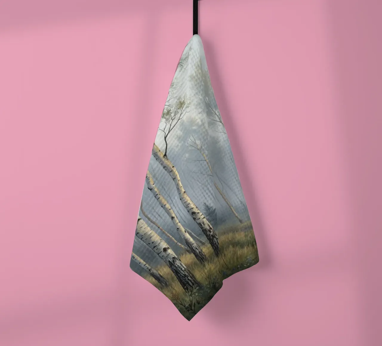 Path Through a Misty Birch and Aspen Forest tea towel by Artistic-shop