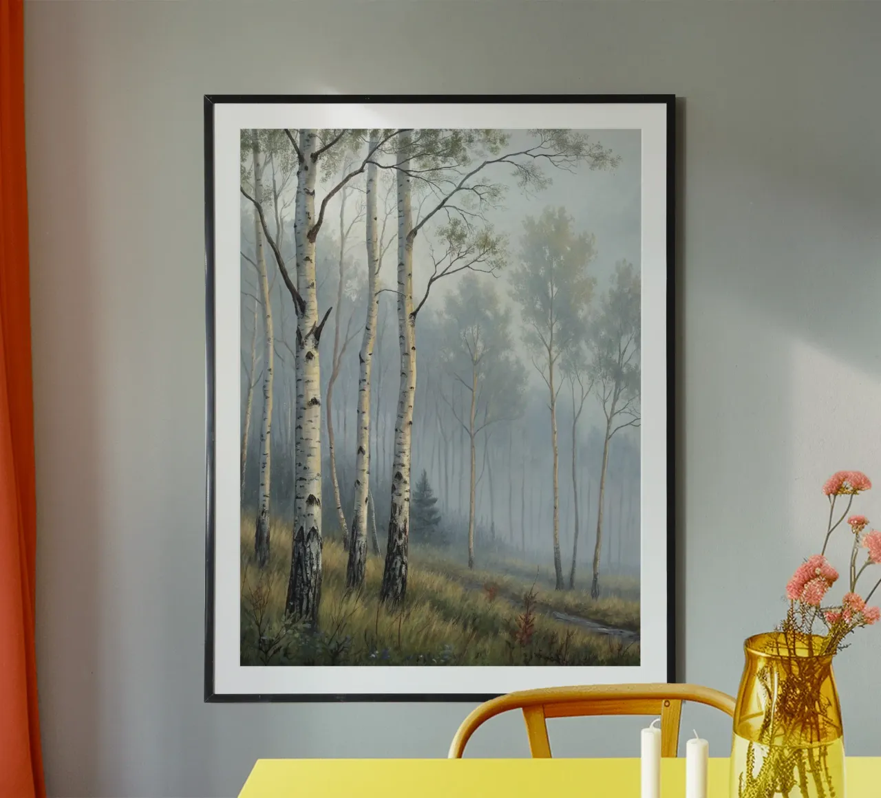 Path Through a Misty Birch and Aspen Forest hahnemühle by Artistic-shop