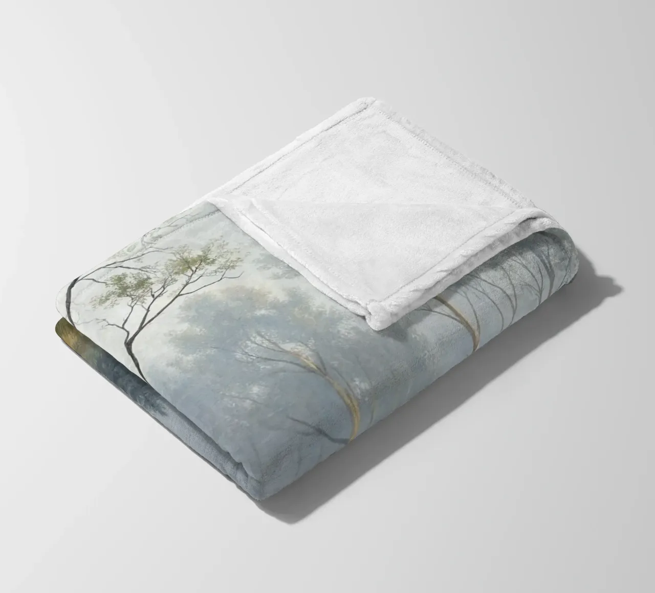 Path Through a Misty Birch and Aspen Forest fleece blanket by Artistic-shop