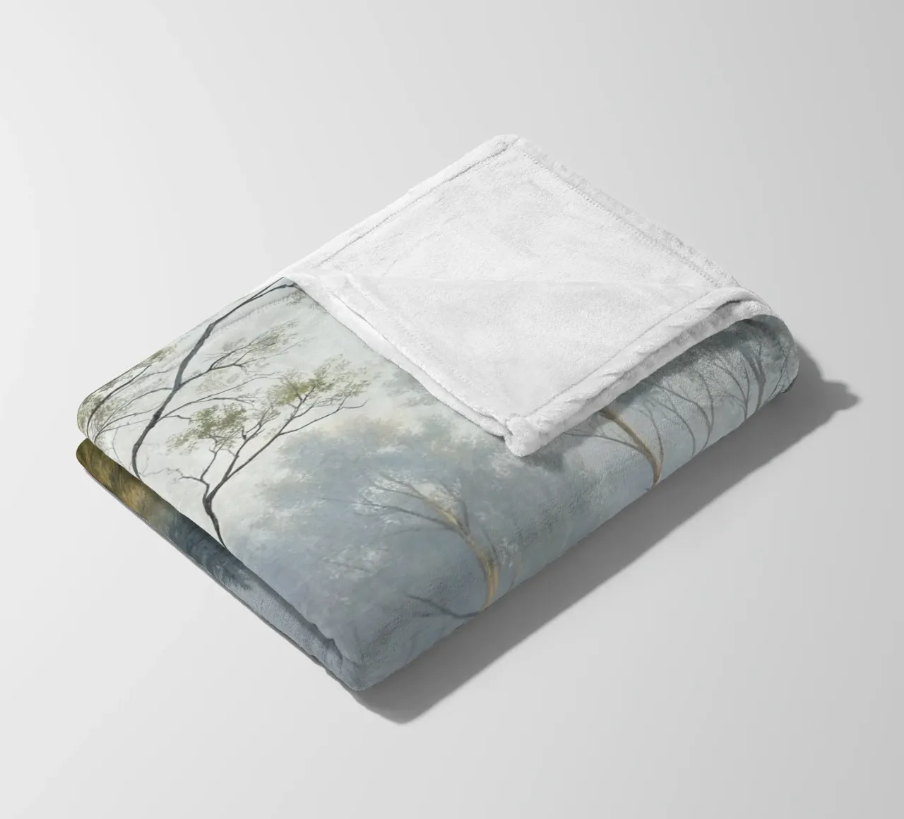 Path Through a Misty Birch and Aspen Forest fleece blanket by Artistic-shop