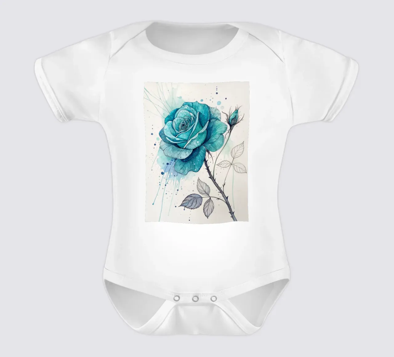 Rosa turchese tranquillo body neonato maniche corte da Artistic-shop