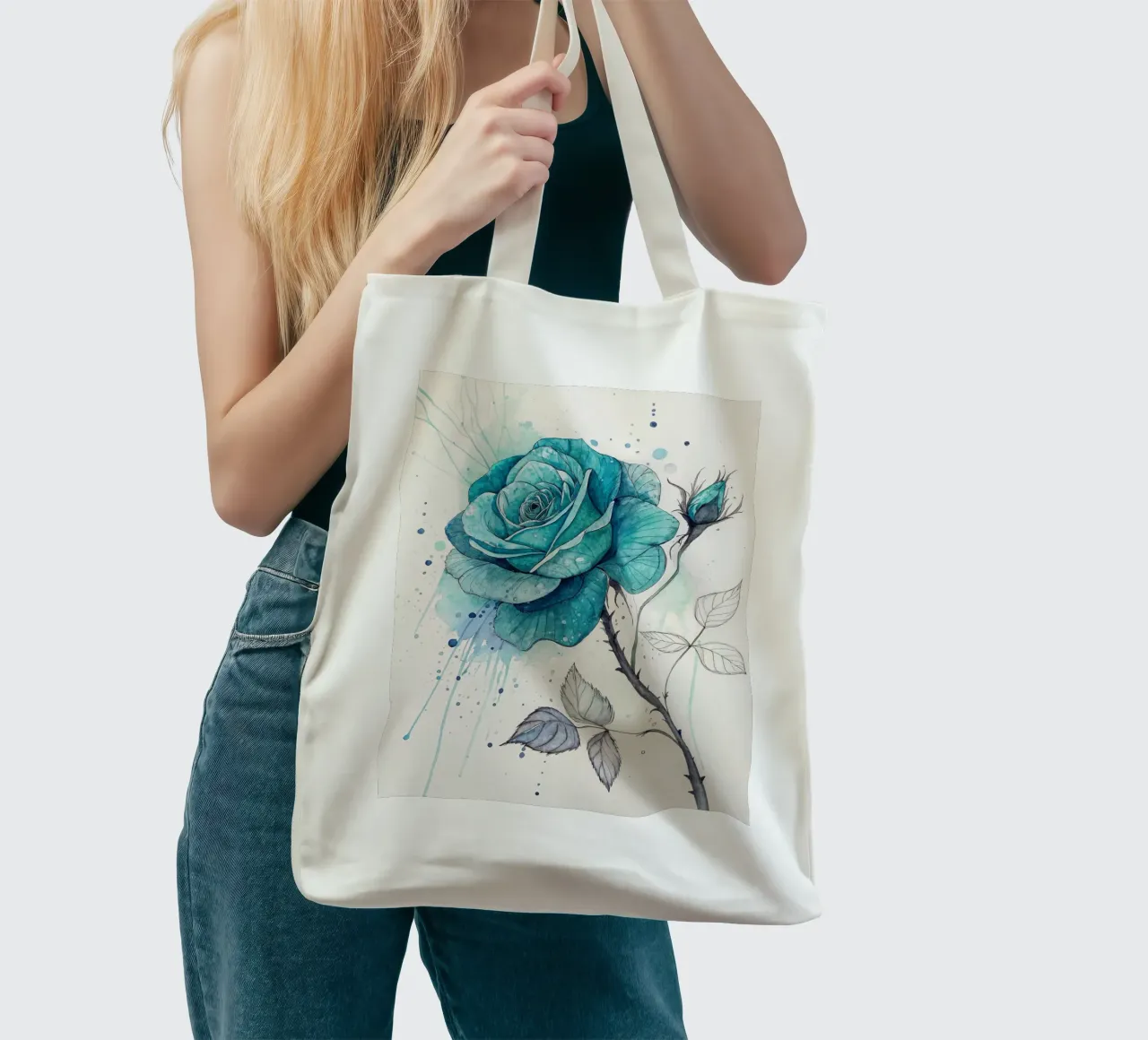 Rosa turchese tranquillo borsa in juta da Artistic-shop