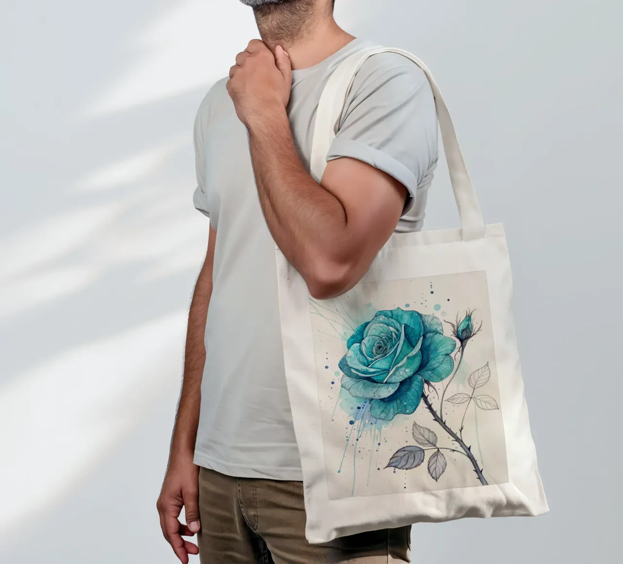 Rosa turchese tranquillo borsa in juta da Artistic-shop