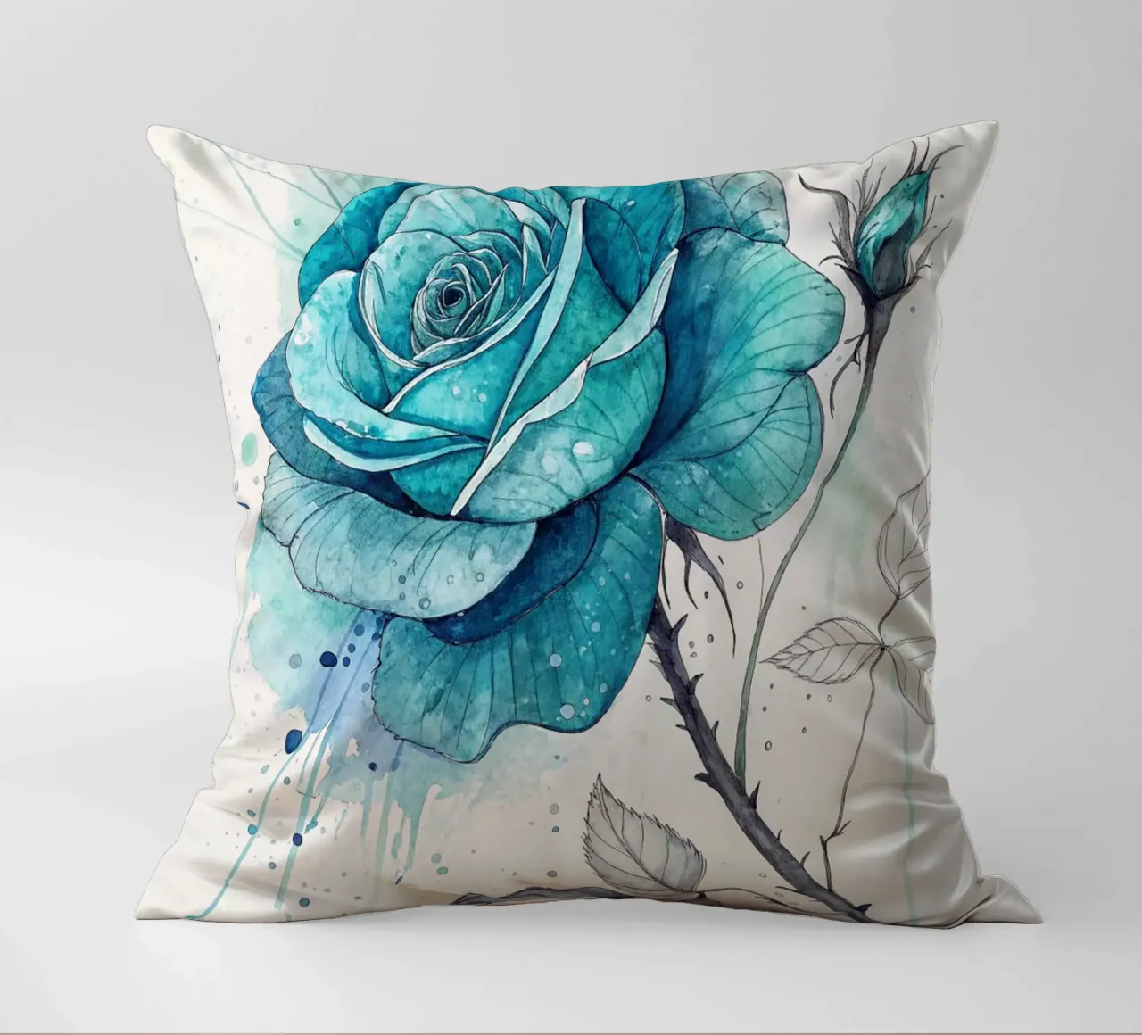 Rosa turchese tranquillo cuscino da Artistic-shop