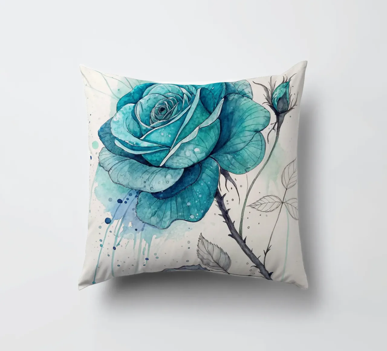 Rosa turchese tranquillo cuscino da Artistic-shop