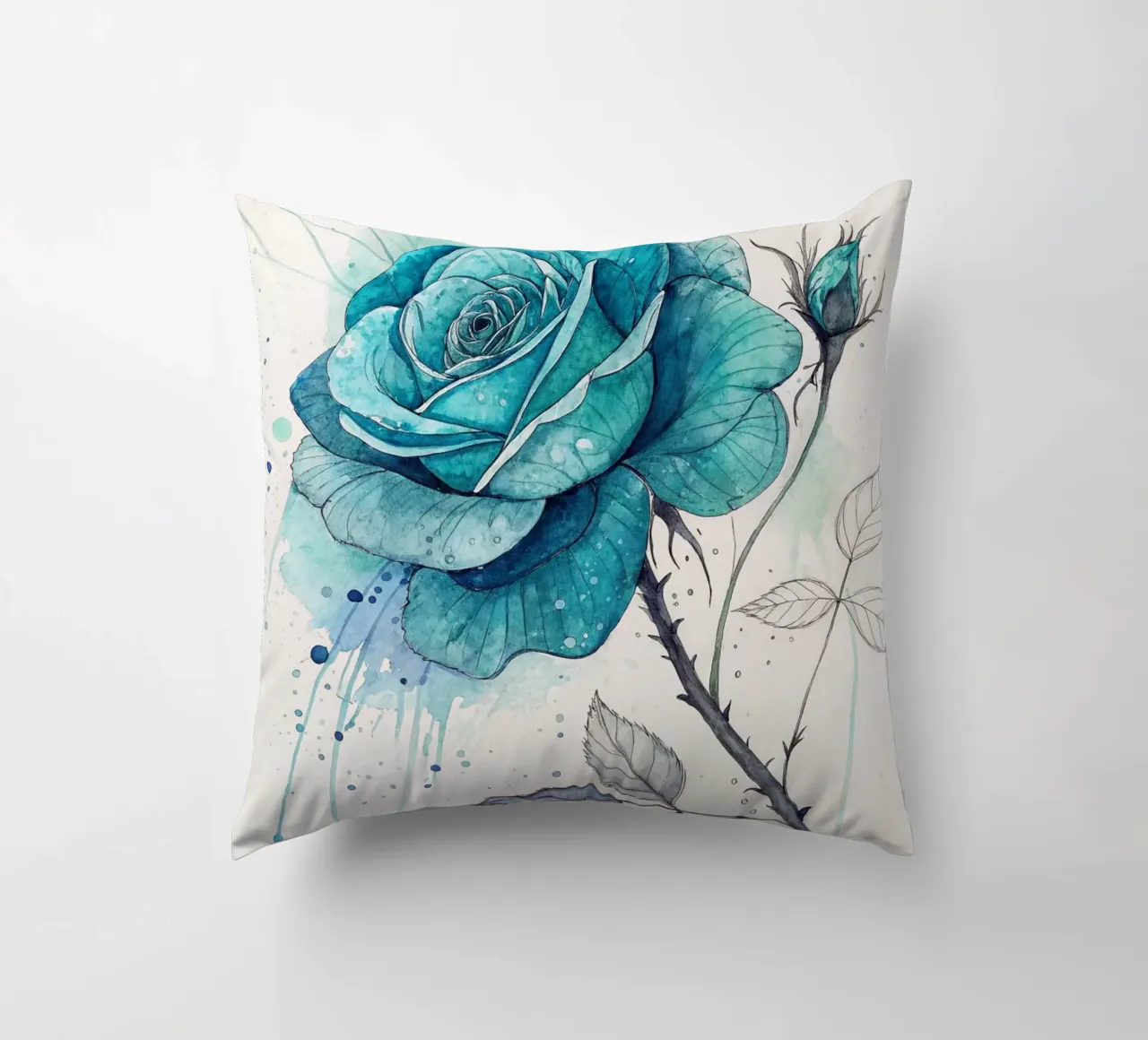 Rosa turchese tranquillo cuscino da Artistic-shop