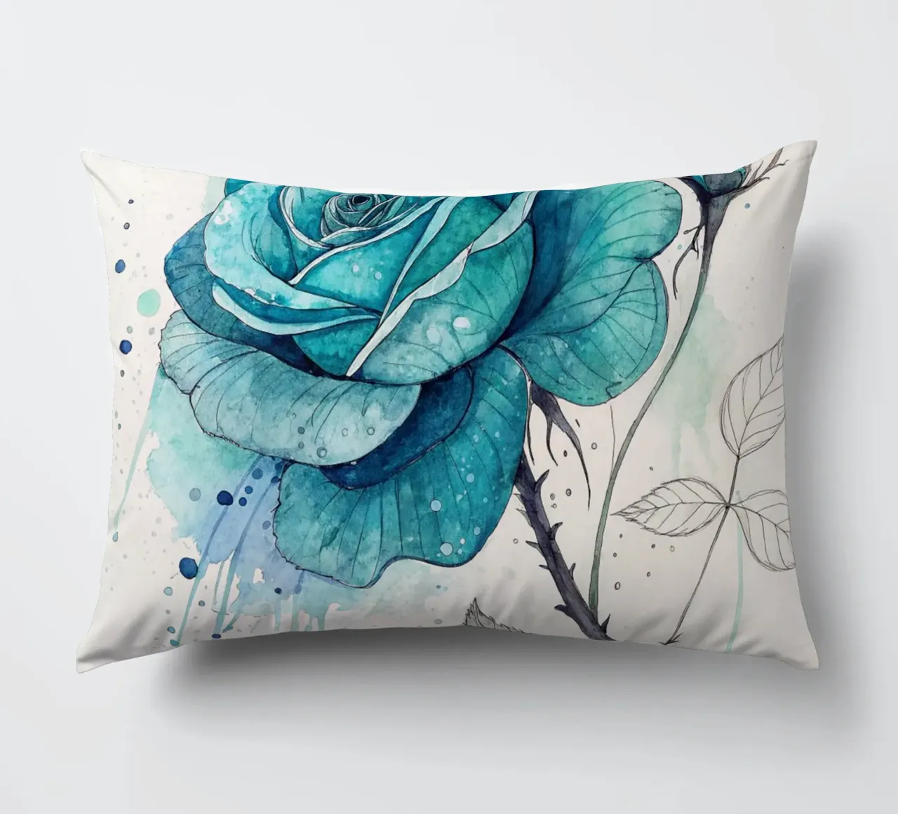 Rosa turchese tranquillo cuscino da Artistic-shop
