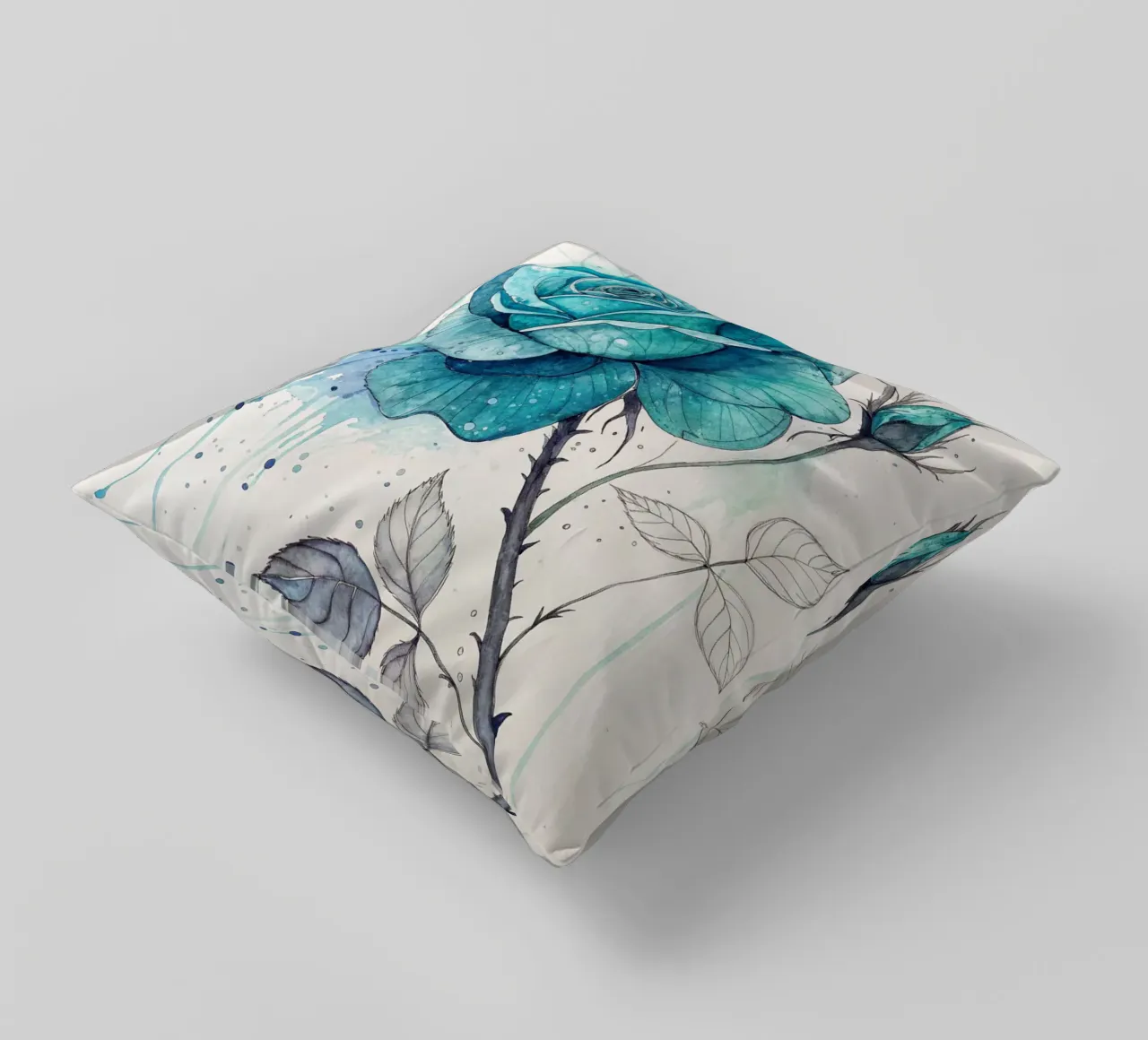 Rosa turchese tranquillo cuscino da Artistic-shop
