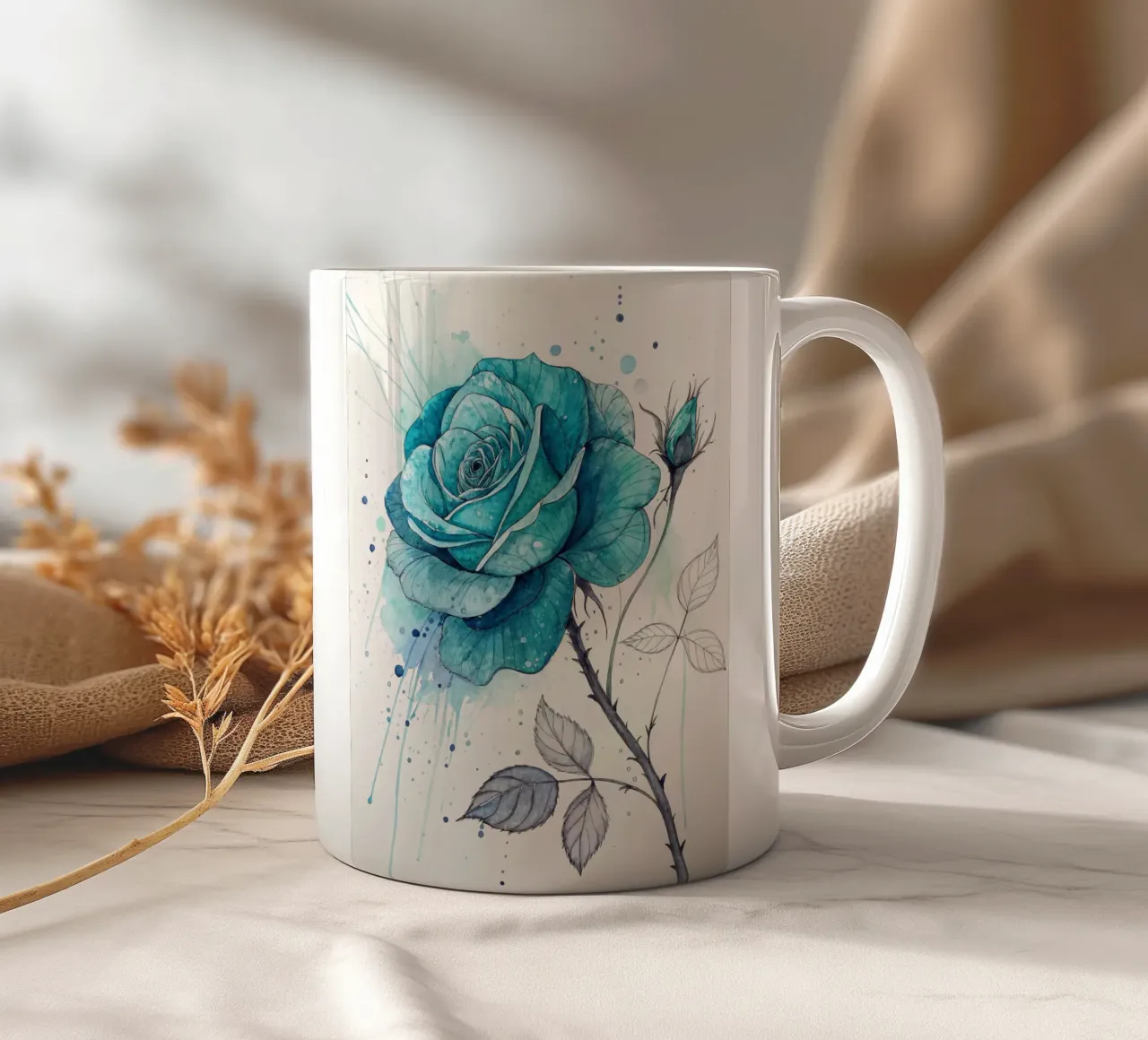 Rosa turchese tranquillo tazza in ceramica da Artistic-shop