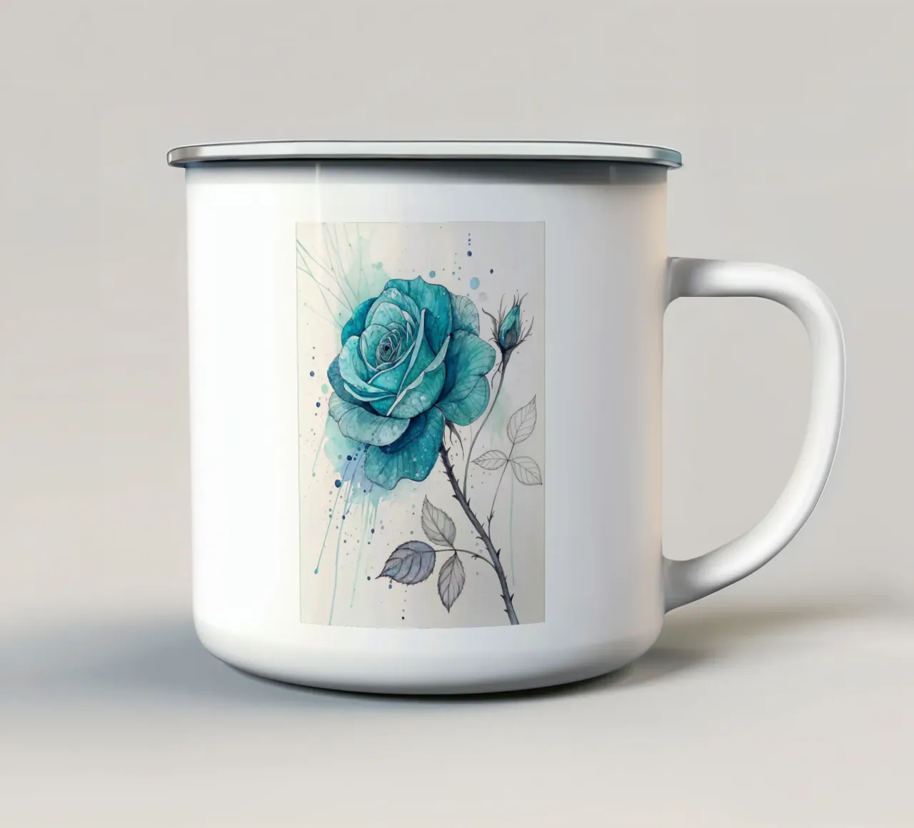 Rosa turchese tranquillo tazza in smalto da Artistic-shop