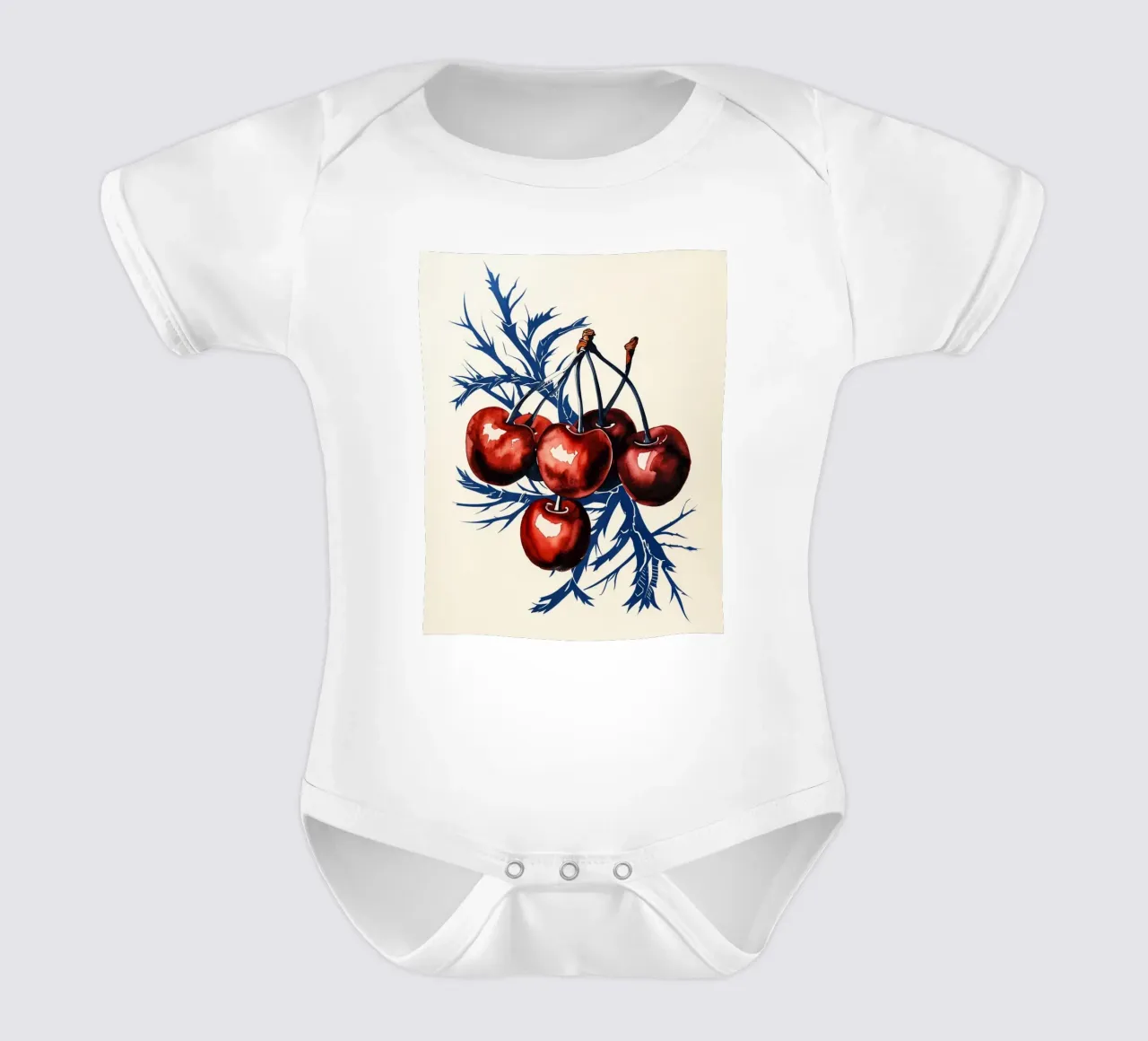 Karminrote Kirschen auf mitternächtlichen Zweigen Kurzarm Babybody von Artistic-shop