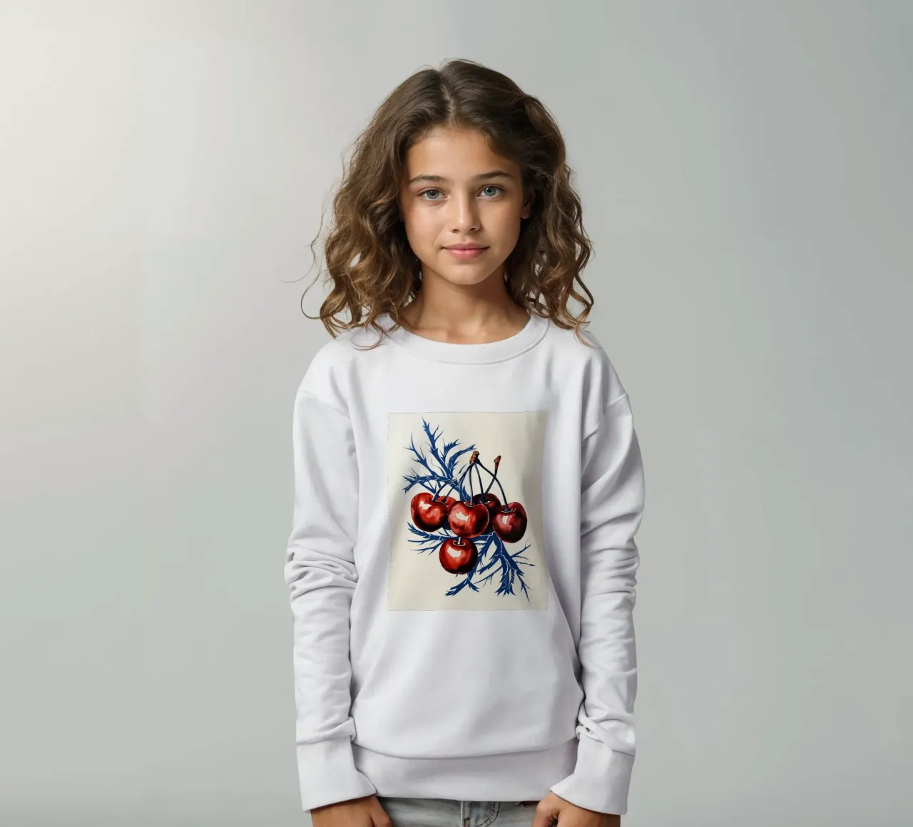 Ciliegie cremisi su rami di mezzanotte felpa bambino da Artistic-shop