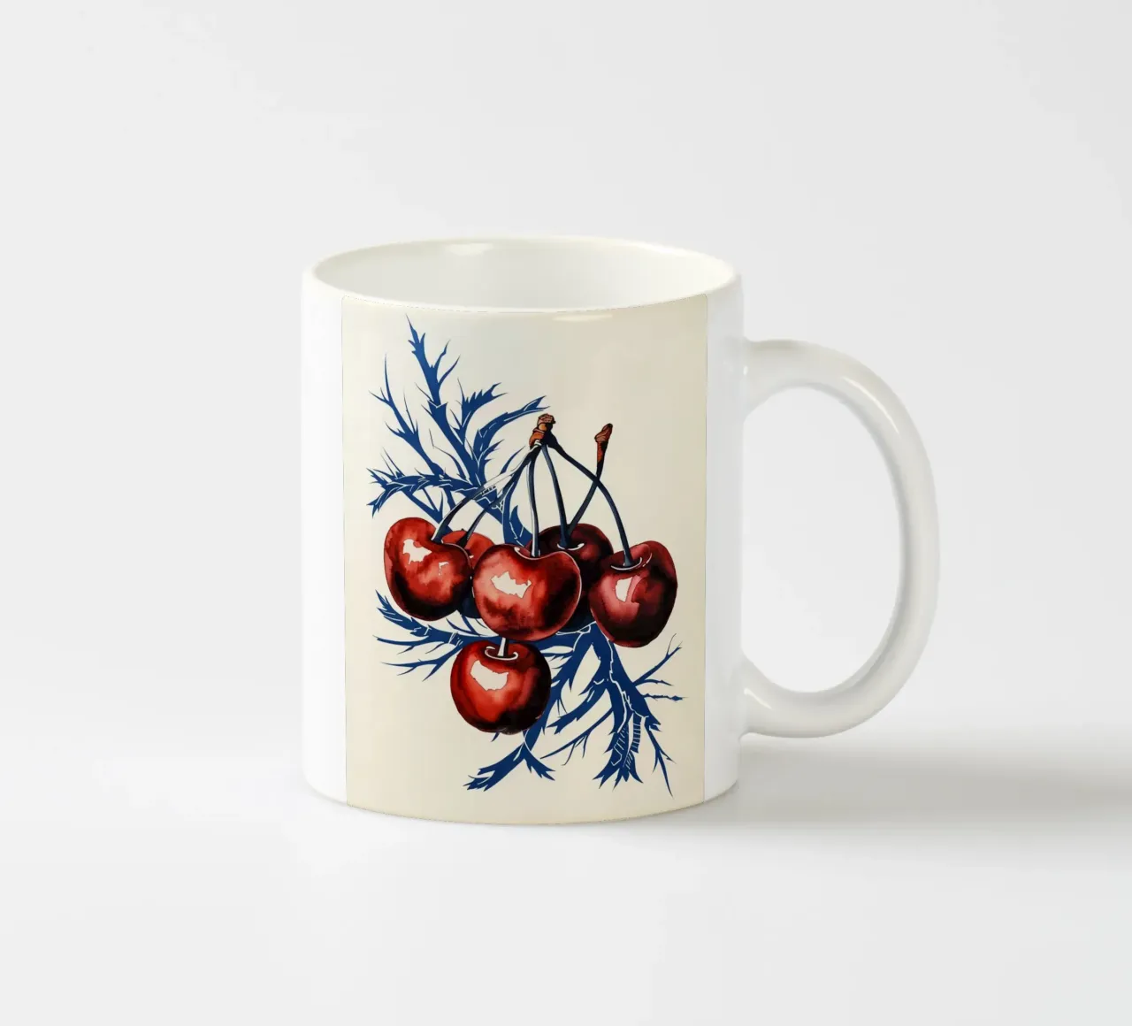 Ciliegie cremisi su rami di mezzanotte tazza in ceramica da Artistic-shop