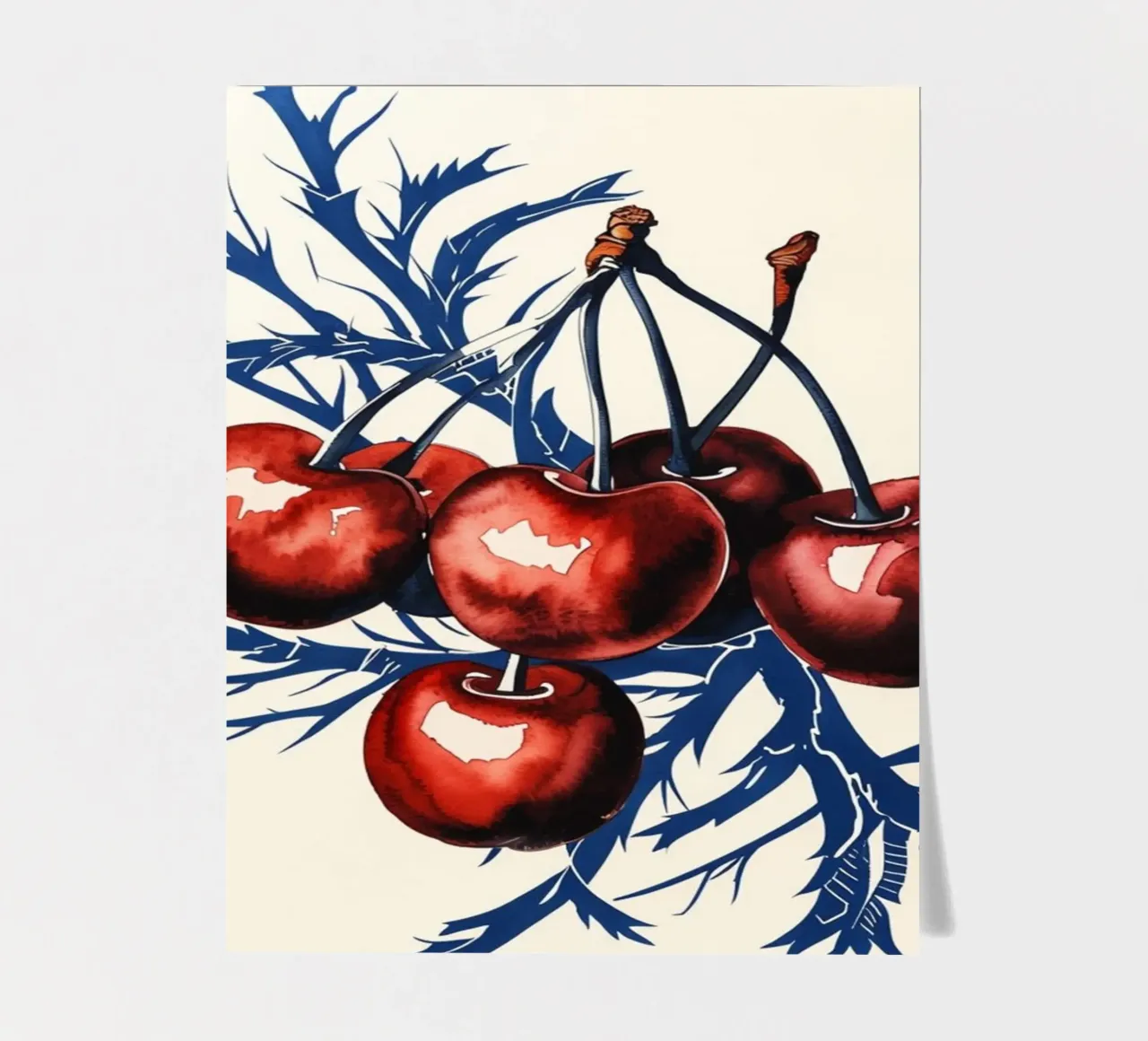 Karminrote Kirschen auf mitternächtlichen Zweigen Stickerbogen von Artistic-shop