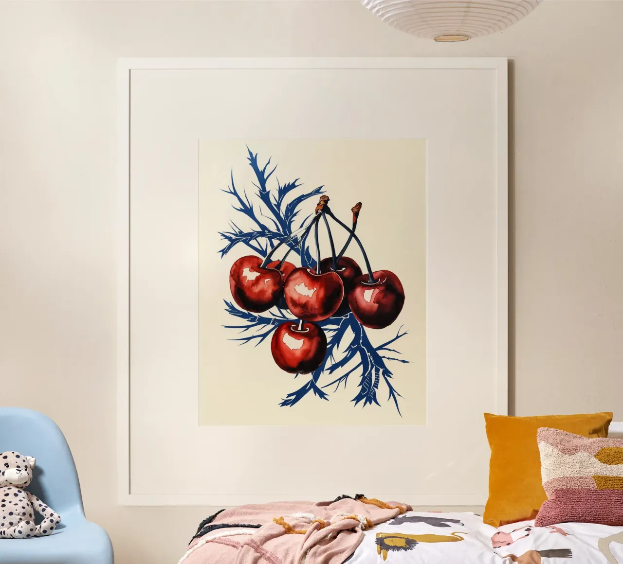 Karminrote Kirschen auf mitternächtlichen Zweigen Hahnemühle von Artistic-shop